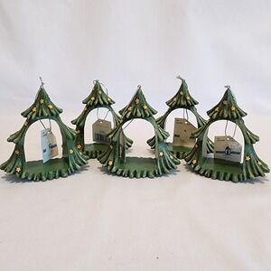 Center Street Design Resin Christmas Tree Arch Ornaments 4" Set of 5‎ Green Star
